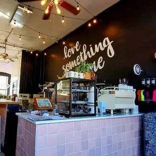 the interior of a coffee shop