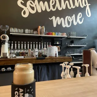 Mocha with oat milk ... take away glass jars (return for $2 off your next coffee).