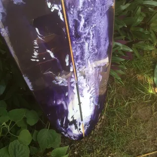 Tail of longboard restoration all bottom same pattern