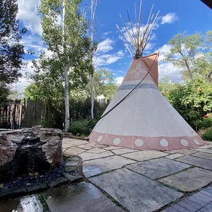 Outside patio, including dine-in teepee
