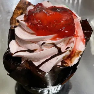 Chocolate covered strawberry Cupcake