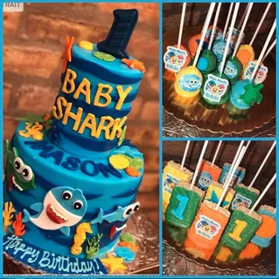 a baby shark birthday cake