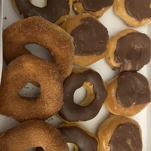 Donuts haphazardly glazed.