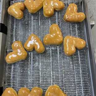 the doughnuts being made