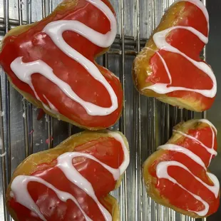 a close up of the doughnuts