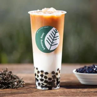 Organic Ancient Black Tea Latte with Boba
