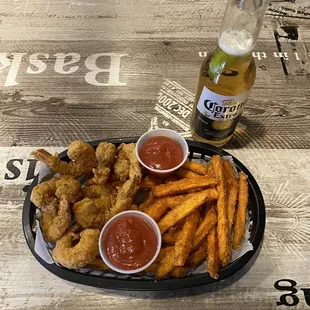 Fried Shrimp 8 pcs with Sweet Potato Fries &amp; Corona