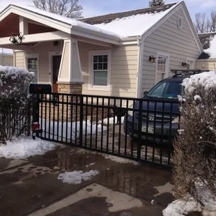 We carry a full line of cantilever slide gates which are suspended over the opening and don't require a track.