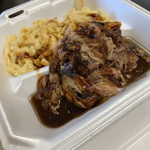 Pulled pork and Mac n cheese