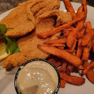 a plate of fish and fries