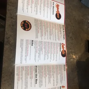 the menu for the restaurant
