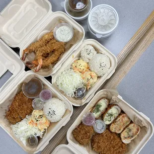 ebi shrimp, katsu combo, pork loin katsu