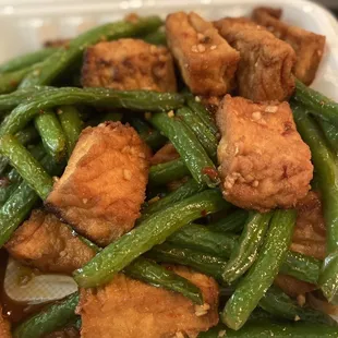 Braised tofu and green beans