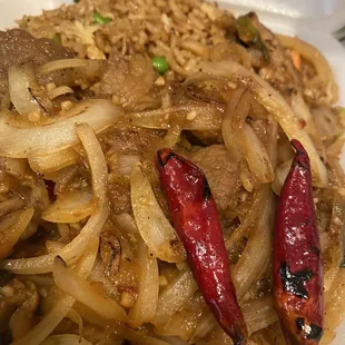 Mongolian beef and fried rice