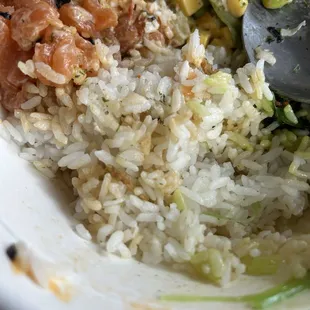 Cold dry last night sushi rice.
