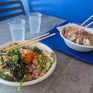 Two poke bowls