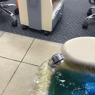 The floor was pretty much flooded from the guy leaving the water running when he walked away.... why though...