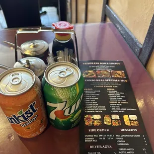 Menu with the free soda when you order lunch combo specials