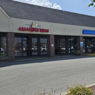 In shopping center across from Rumors.