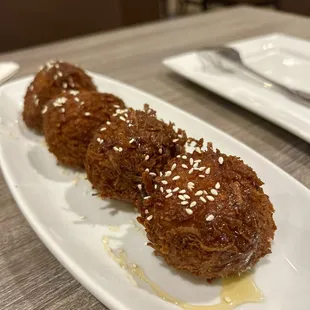 two fried food items on a plate