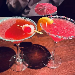 Themed Halloween drinks, malibu Barbie (right) left unsure but delicious!