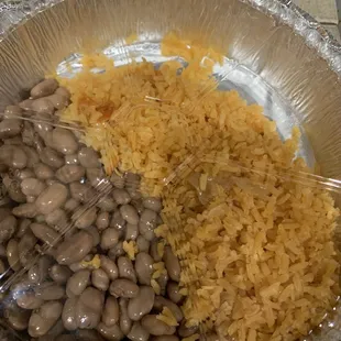 Beans and rice side for carne asada plate