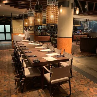 Giant table for party of 14 that became a party of 15.
