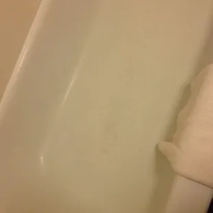 Dirt marks in the tub.