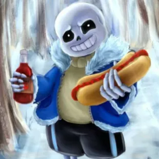 a cartoon character holding a hot dog