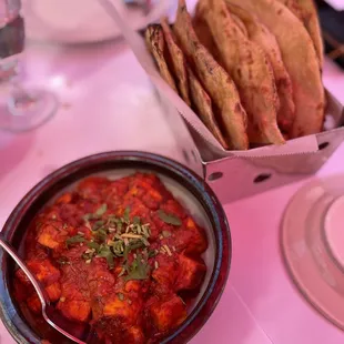 Kadhai Paneer and Naan Bread