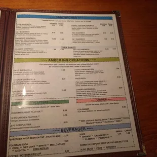 The menu
