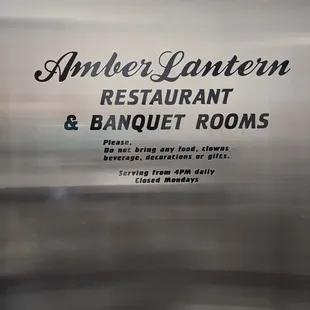 Sign on the elevator going up to the restaurant.  NOT mentioned on their website.