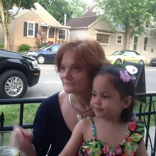 Drinking wine on the patio