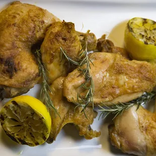 Lemon and rosemary roasted chicken quarters