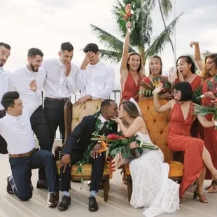 Wedding Party. Wedding Rentals. Sweetheart Chairs. Wedding Lounge. Vintage Honey and Mustard Wingback Chairs.