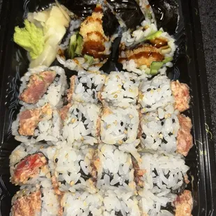 Any 3 rolls for $16: spicy tuna (2) and shrimp tempura