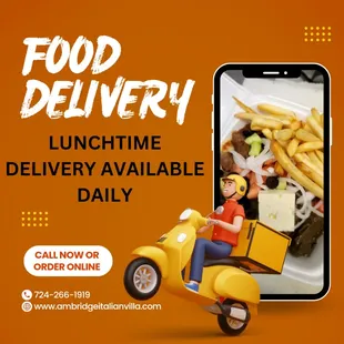 a man riding a scooter with food on it