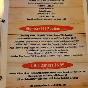 Part of the menu on 8/22/22