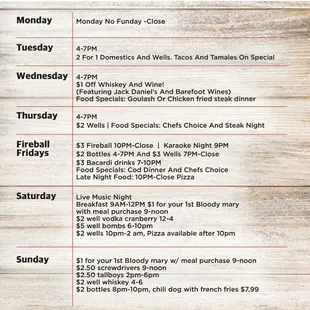 Ambro's weekly specials