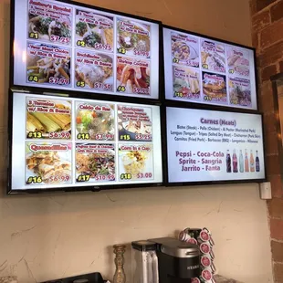 menus on the wall