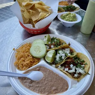 Campechano Taco Plate &amp; Chips and Guacamole