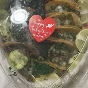 Steak tacos heart shaped box