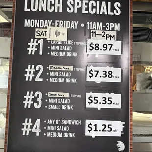 Menu: lunch special