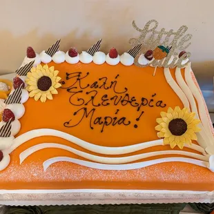 Half sheet princess cake with orange marzipan!