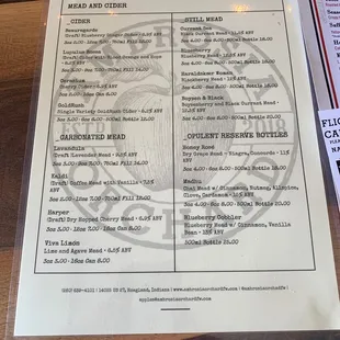 menu