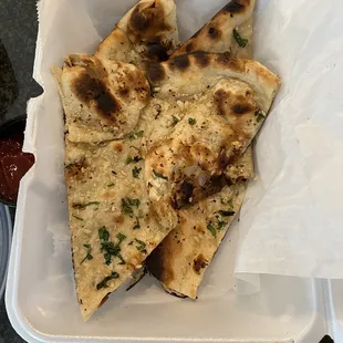 Garlic cilantro naan (one piece missing)