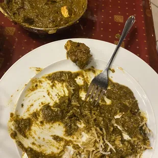 Palak paneer with goat