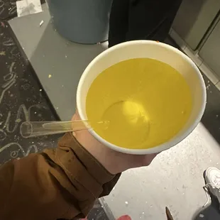 A sad lidless. Iceless. CO2less pineapple Fanta.