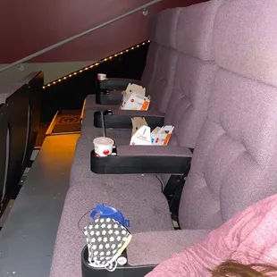 trash in seats in between movie showings!