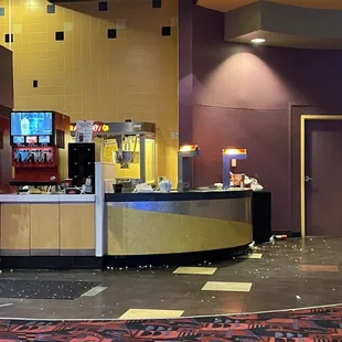 Over flowing trash and counter tops used for trash